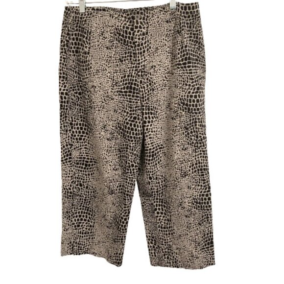 Chico's Cropped Pants Animal Print High Waist Straight Legs, Zipper, sz.2, sz 12 - Picture 1 of 12